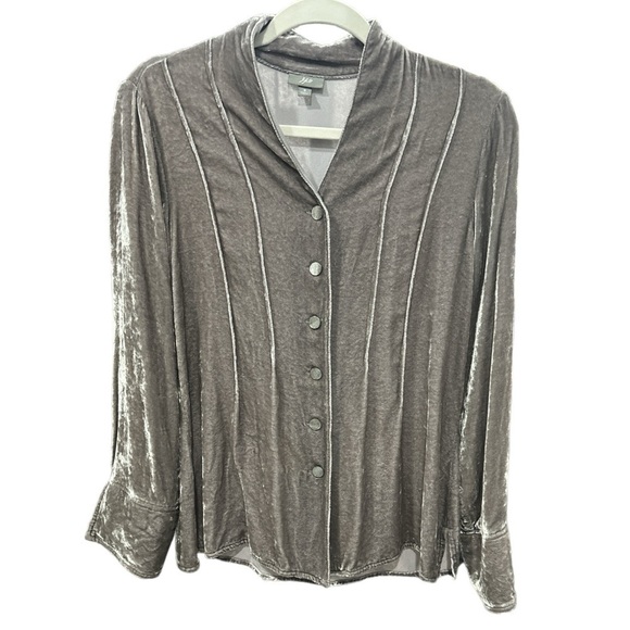 J. Jill Gray Velvet Rayon Silk Blend Long Sleeve Top Size: S - Picture 1 of 6